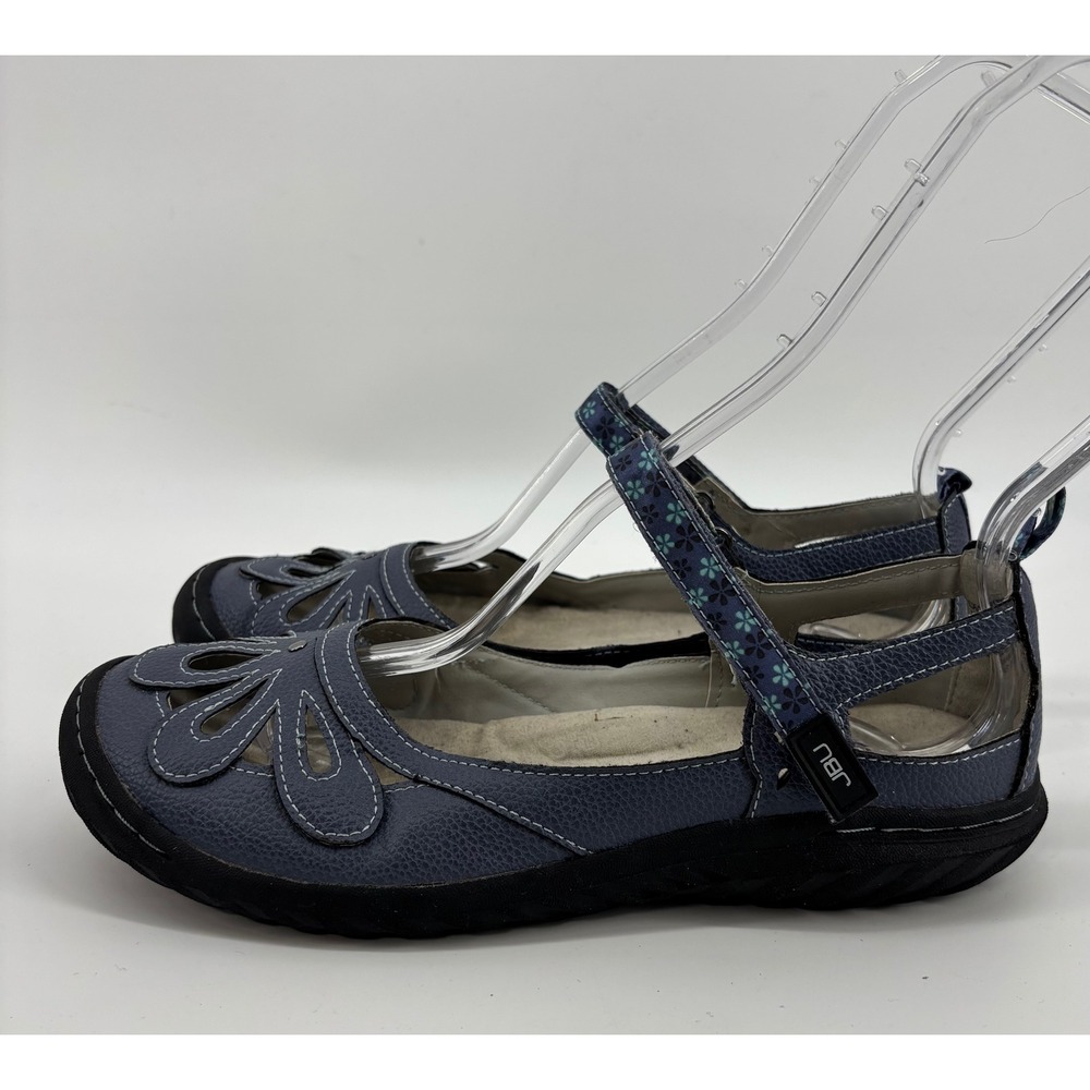 JBU by Jambu Wildflower Mary Jane Flats Blue Floral Vegan Nubuck Womens 7M